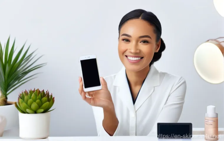 피부관리사의 경력개발 워크샵 참석 이유 - **Prompt:** A diverse group of four aestheticians, two men and two women ranging in age from late 20...