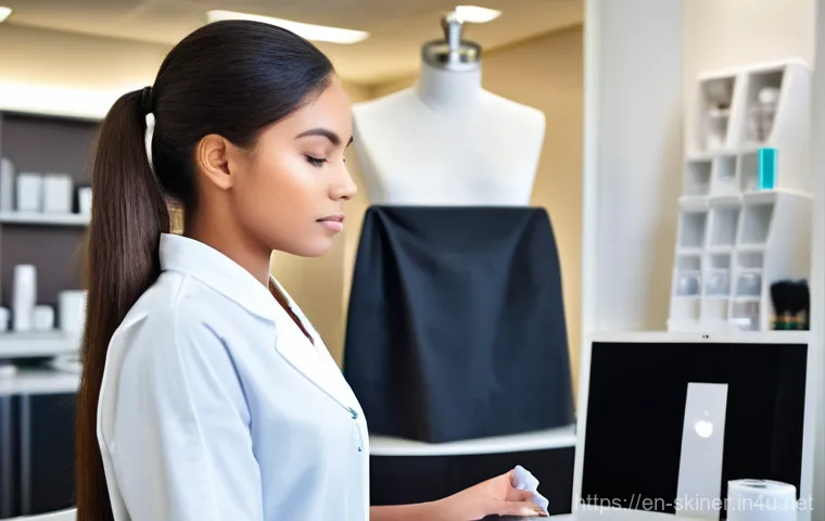 피부관리사 실기 시험 꿀팁 - **Prompt 1: Focused Esthetician Student Practicing Visualization**
    "A young, diverse esthetician...