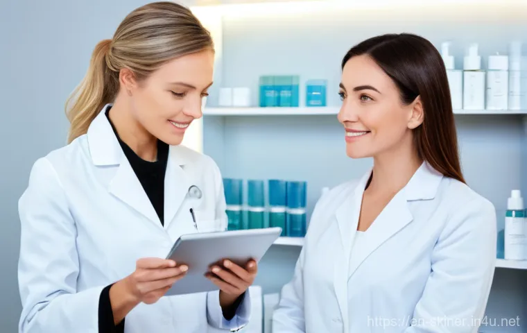 피부관리사 연봉 추이와 전망 - **Prompt 1: The Scientific Esthetician**
    "A professional female esthetician, in her mid-30s with...