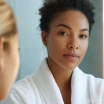 피부관리사의 스킨케어 브랜드 추천 - **Prompt:** A close-up portrait of a diverse woman in her late 20s or early 30s, with healthy, glowi...